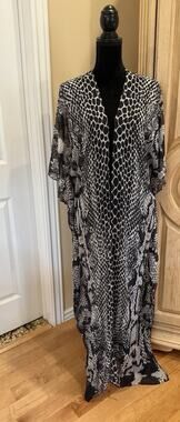 TRUE COLOURS La Moda Sheer Coverup Caftan Maxi Dress Size O/S~NWT